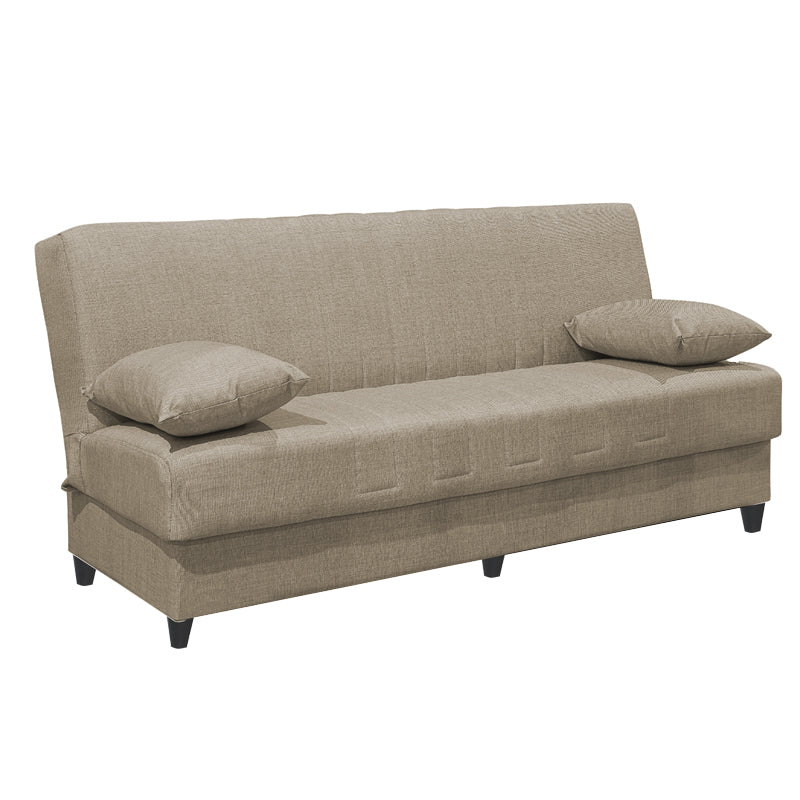Canapea extensibila cu 3 locuri Romina cu spatiu de depozitare, 190x85x90 cm - Crem