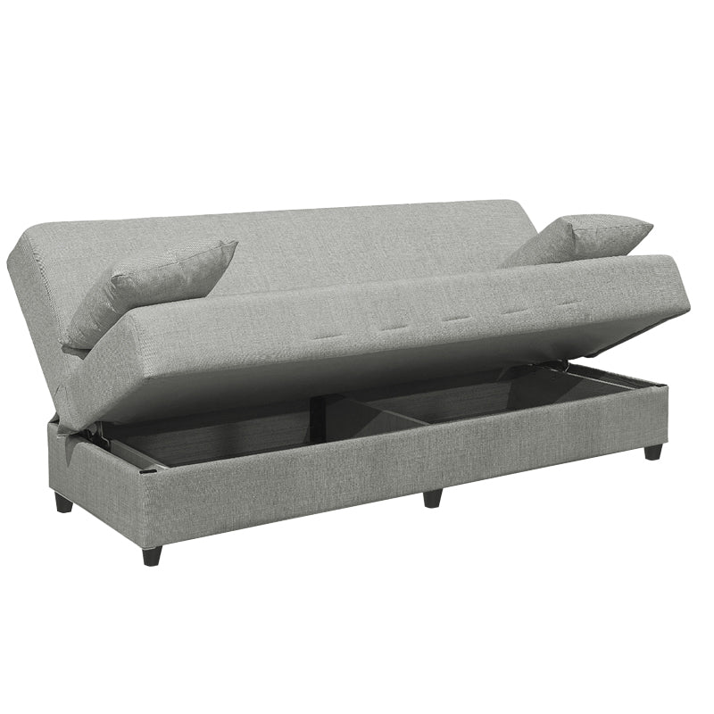 Canapea extensibila cu 3 locuri Romina cu spatiu de depozitare, 190x85x90 cm - Gri Deschis
