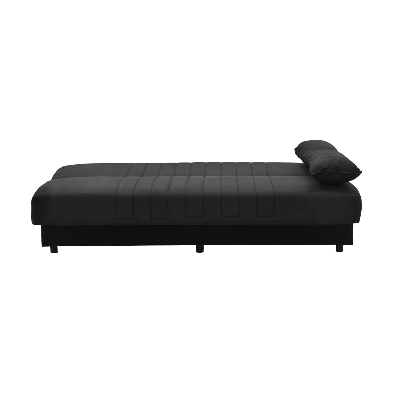 Canapea extensibila cu 3 locuri Romina cu spatiu de depozitare, 190x85x90 cm - Negru