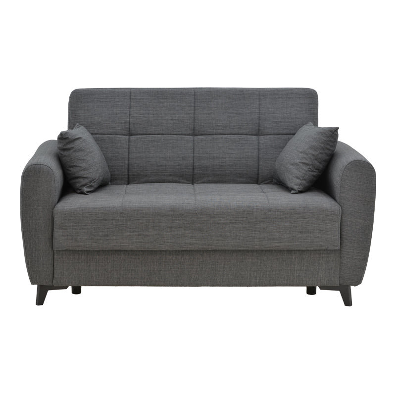 Canapea extensibila cu depozitare 2 locuri Lincoln tesatura, Gri, 165x85x90 cm, imagine suplimentara
