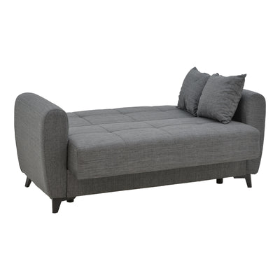 Canapea extensibila cu depozitare 2 locuri Lincoln tesatura, Gri, 165x85x90 cm, perspectiva suplimentara
