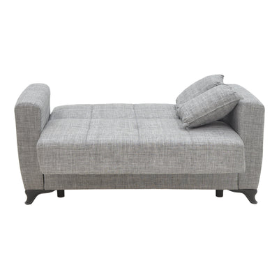 Canapea extensibila cu depozitare doua locuri Modesto stofa, Gri, 155x85x80 cm, perspectiva suplimentara