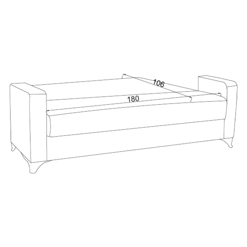 Canapea extensibila cu depozitare pentru doua persoane Vox lumea-lu-Pako stofa Crem 154x82x83 cm, 83x154 cm - Gri Deschis