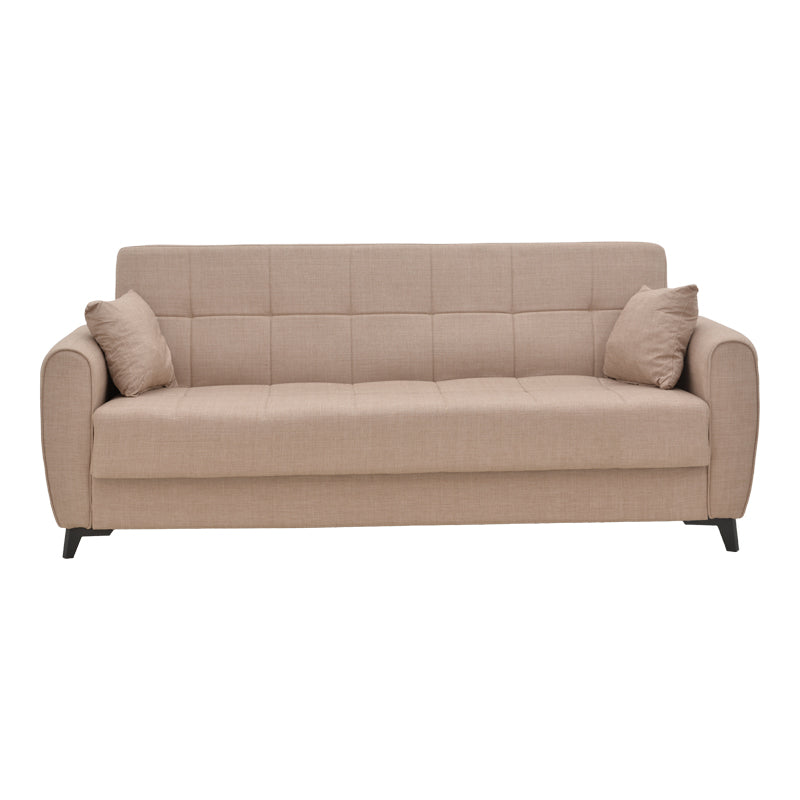 Canapea extensibila cu depozitare pentru trei persoane Lincoln, tesatura antracit, 225x85x90 cm, 85x225 cm - Bej