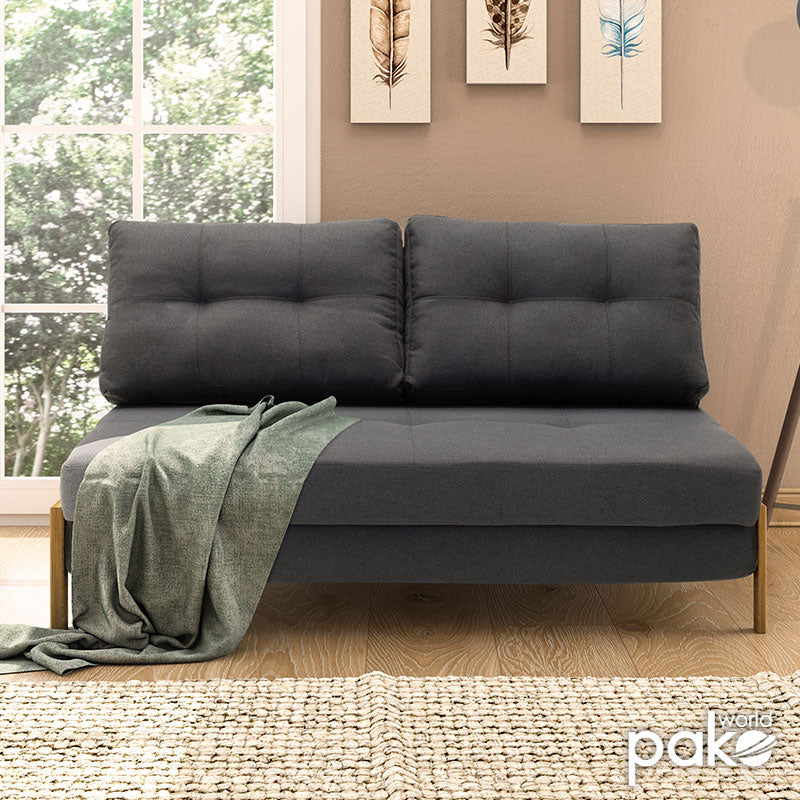 Canapea extensibila cu material textil Gri, inchis, 150x92x77 cm, imagine suplimentara