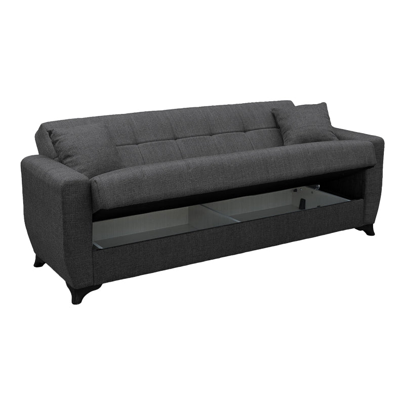 Canapea extensibila Modesto, 3 locuri, cu spatiu de depozitare, Stofa, 215x84x83 cm - Gri