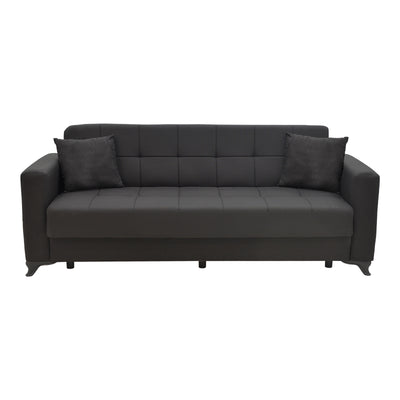 Canapea extensibila Modesto cu 3 locuri si lada de depozitare, Negru, 215x85x80 cm, imagine suplimentara
