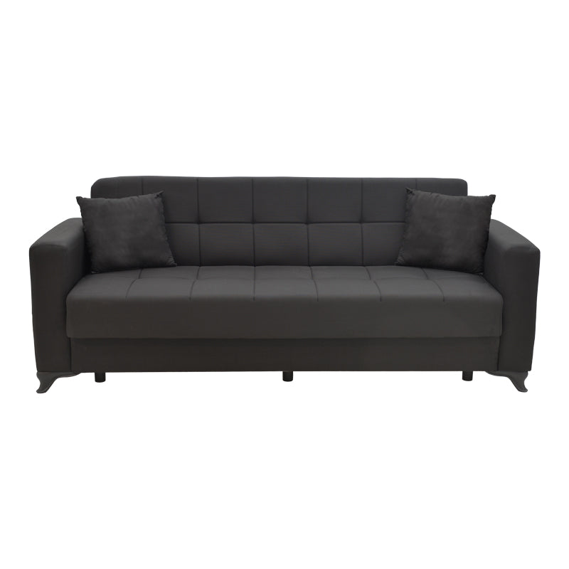Canapea extensibila Modesto cu 3 locuri si lada de depozitare, Negru, 215x85x80 cm, imagine suplimentara