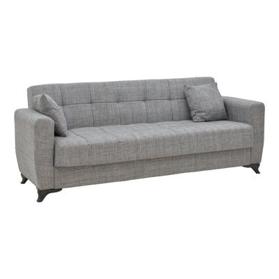 Canapea extensibila Modesto cu trei locuri cu spatiu de depozitare tesatura Gri 215x85x80 cm