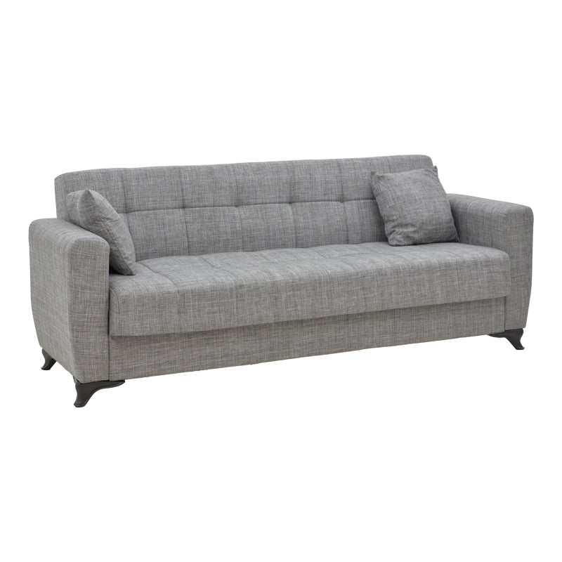 Canapea extensibila Modesto cu trei locuri cu spatiu de depozitare tesatura Gri 215x85x80 cm