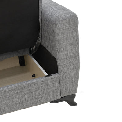 Canapea extensibila Modesto cu trei locuri cu spatiu de depozitare tesatura, Gri, 215x85x80 cm, foto produs 6