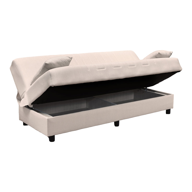 Canapea extensibila Romina, 3 locuri, cu spatiu de depozitare, Stofa, 180x75x85 cm - Bej