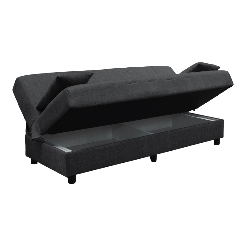 Canapea extensibila Romina, 3 locuri, cu spatiu de depozitare, Stofa, 180x75x85 cm - Gri