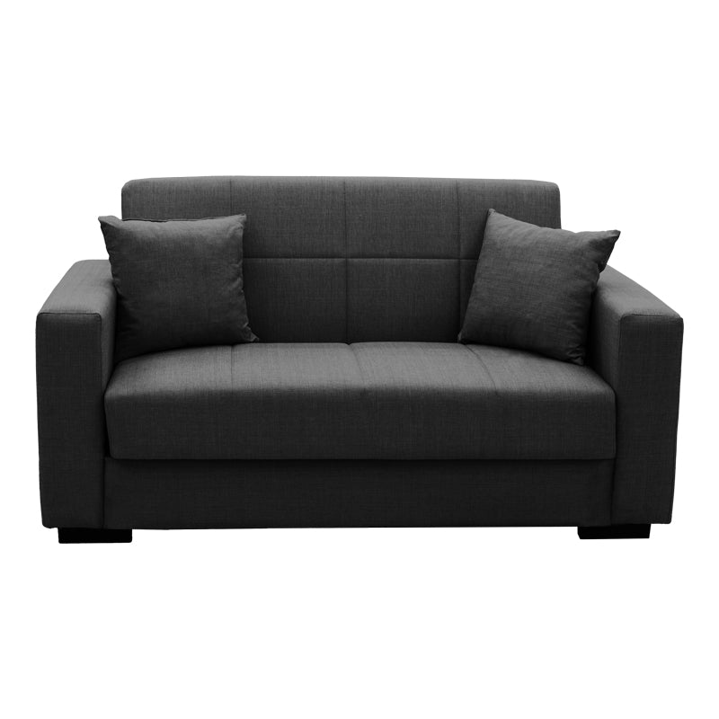 Canapea extensibila Vox, 2 locuri, cu spatiu de depozitare, Stofa, 150x84x83 cm - Antracit
