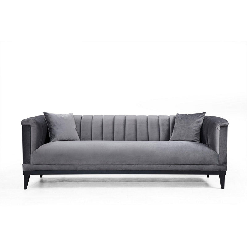 Canapea Fixa cu 3 Locuri Trendy, Gri Inchis, 225 x 89 x 79 cm