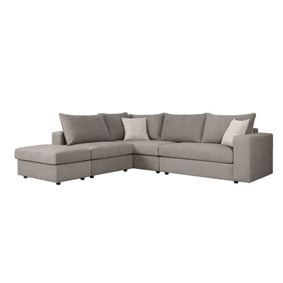 Canapea reversibila London stofa gri perne, gri deschis, 296x246x95 cm, detaliu produs