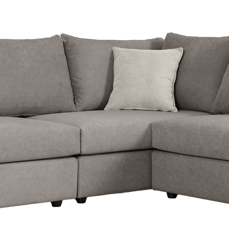 Canapea reversibila London stofa gri perne, gri deschis, 296x246x95 cm