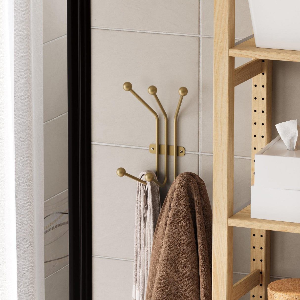 Cârlig de perete metalic Ant-A, Aur, 13x30x23 cm