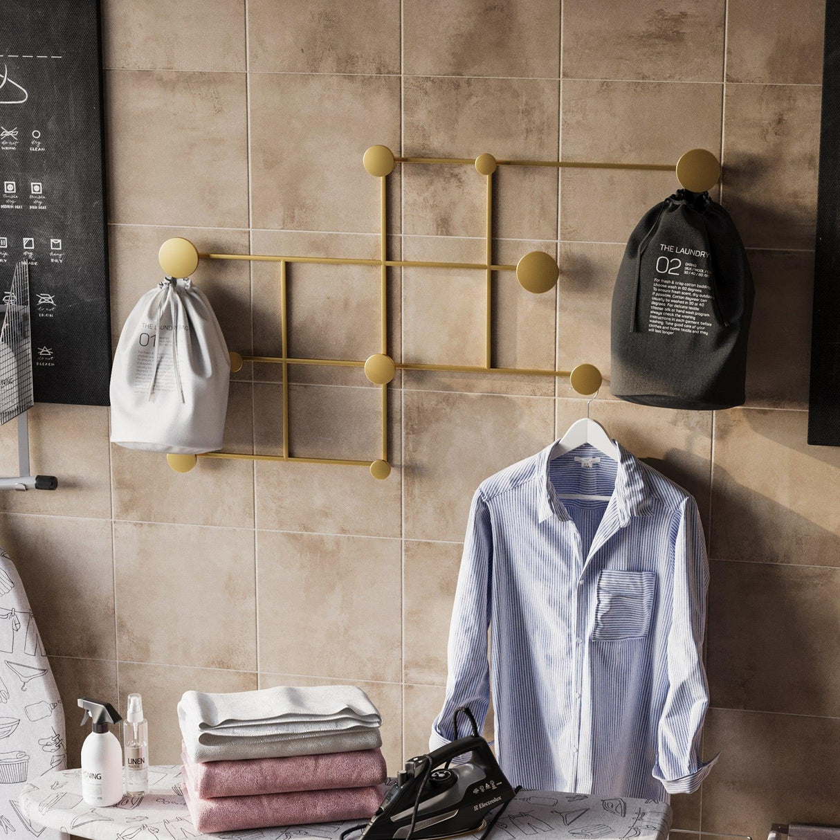 Cârlig de perete metalic Fatara-A, Aur, 10x64x112 cm