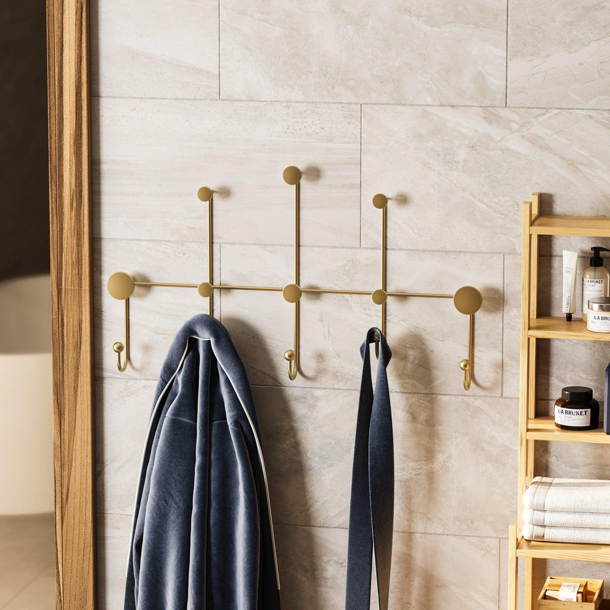 Cârlig de perete metalic Iyon-A, Aur, 10x45x80 cm