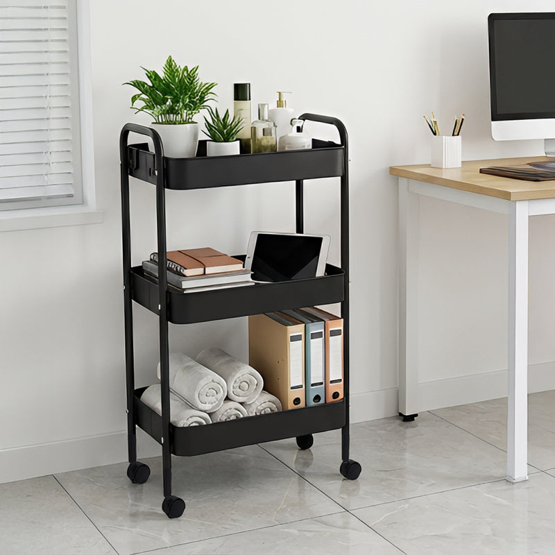 Carucior 3 Niveluri Nedea, Metal, Alb, 41x30x77 cm - Negru