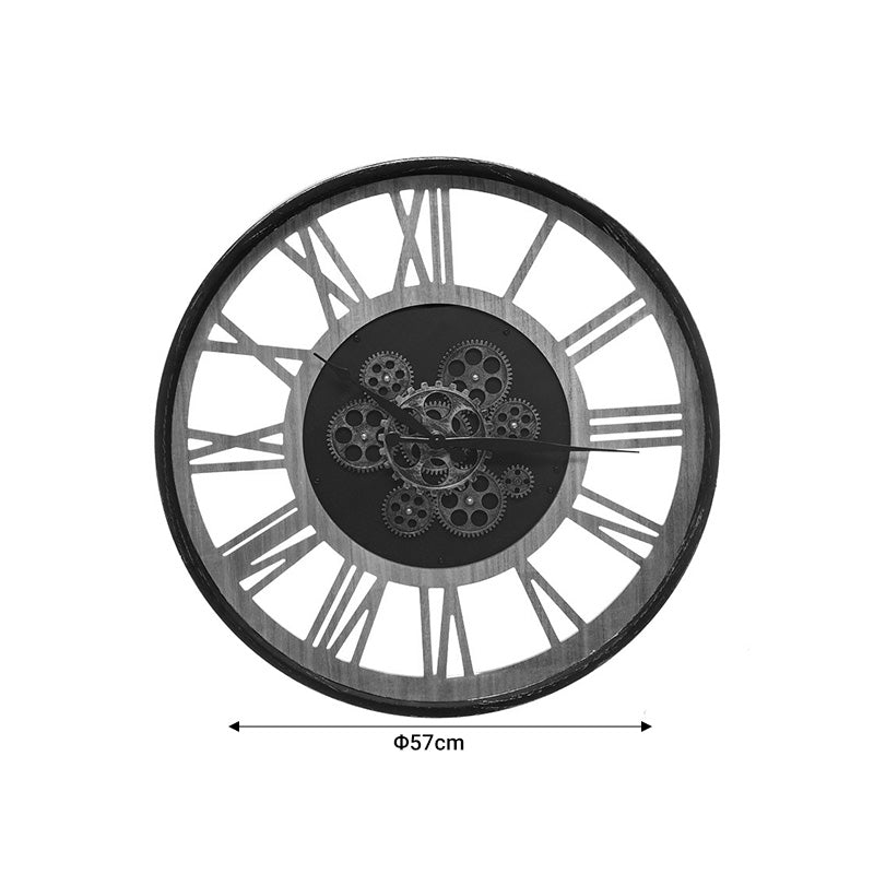 Ceas de perete Paul negru-metal Natural-mdf, D57x6 cm