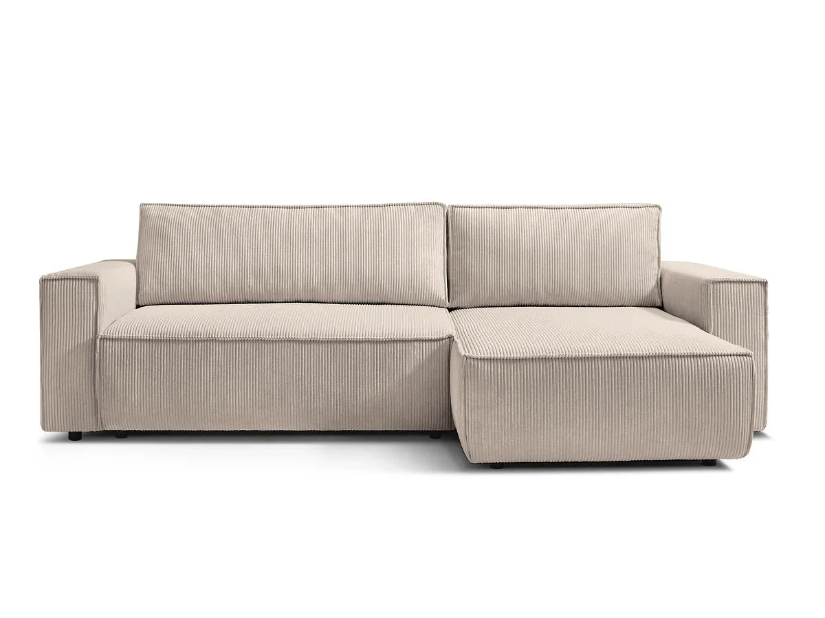 Coltar extensibil Capri interschimbabil cu lada de depozitare, Bej - Gri, 275x145x85 cm - Bej