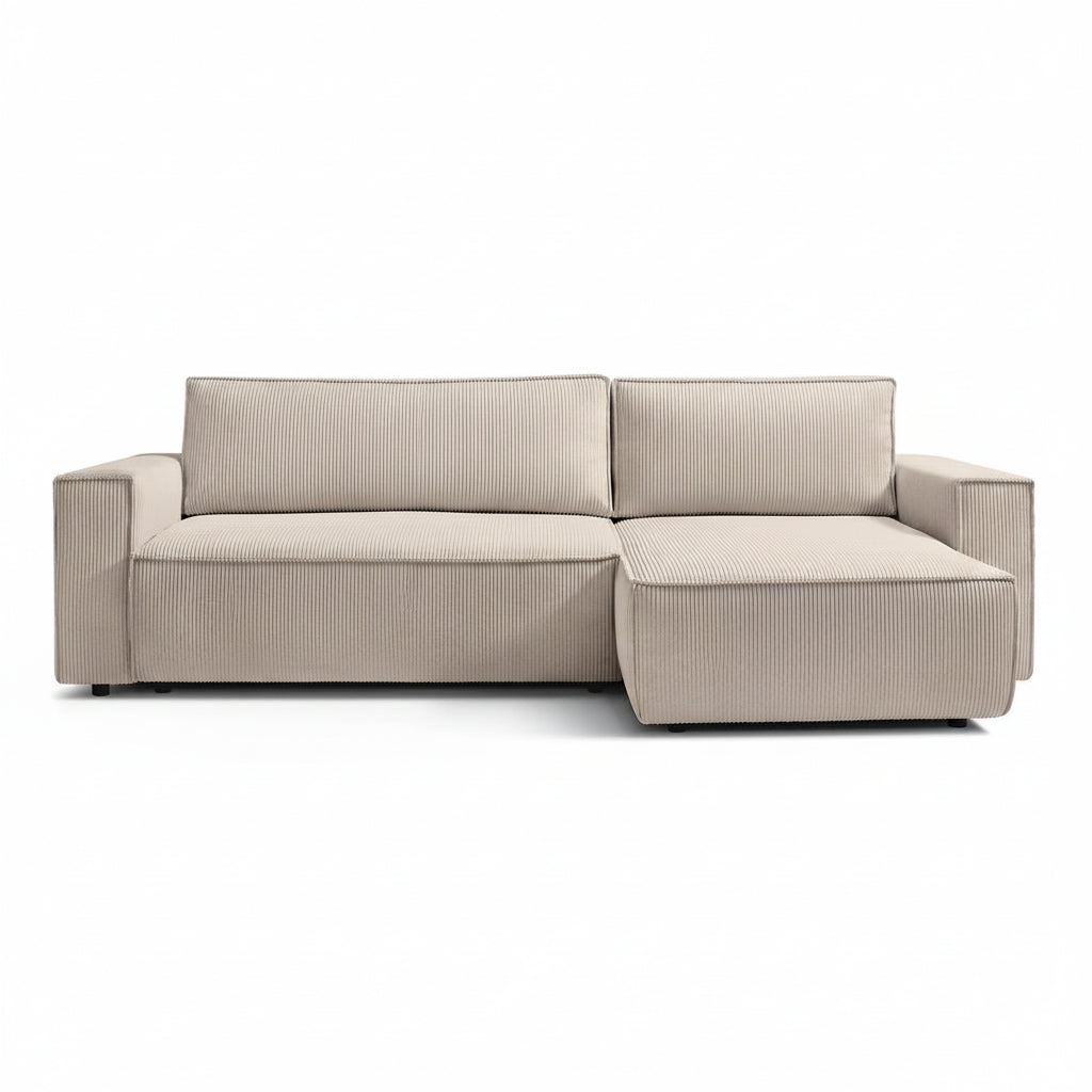 Coltar extensibil Capri interschimbabil cu lada de depozitare, Bej - Gri, 275x145x85 cm - Bej