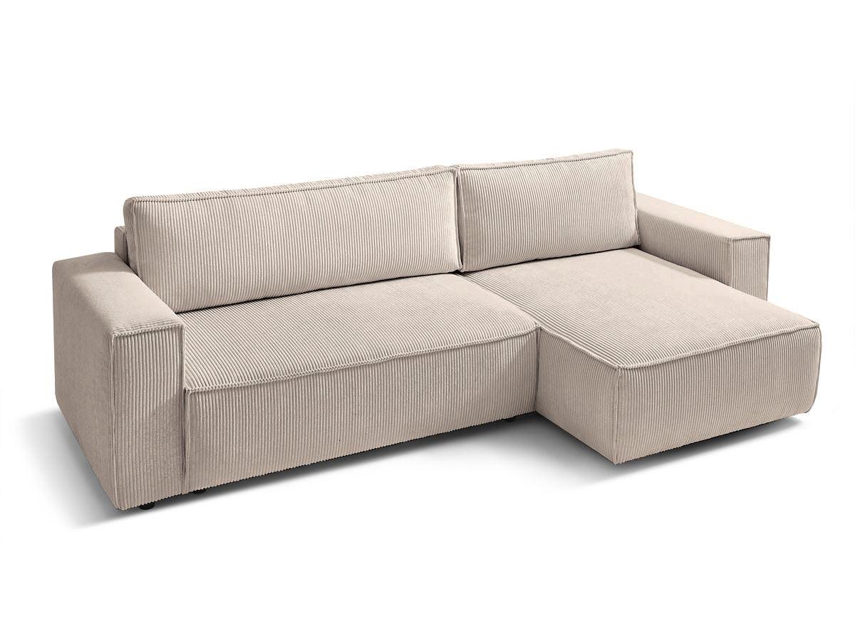 Coltar extensibil Capri interschimbabil cu lada de depozitare, Bej - Gri, 275x145x85 cm - Bej