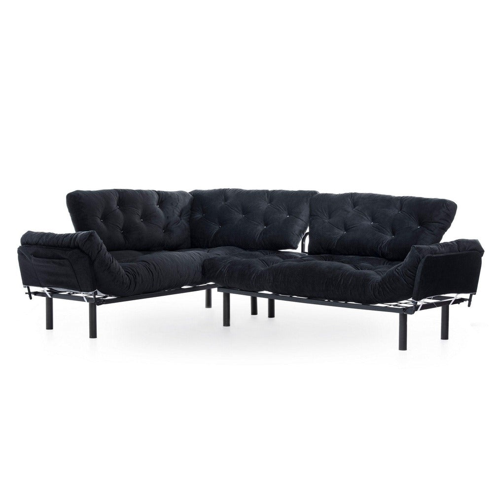 Coltar Extensibil Mocca, Interschimbabil, 100x147x60 cm - Negru