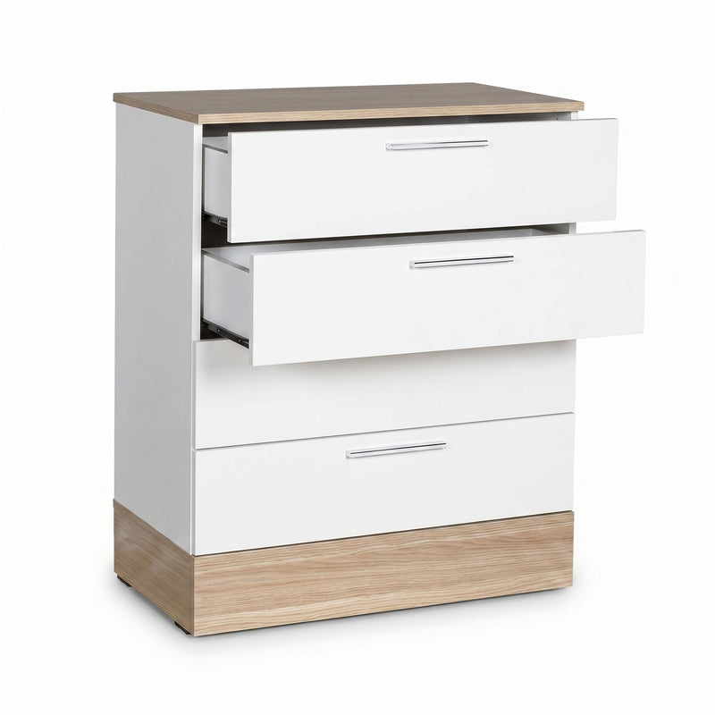 Comoda Adore Base, 4 sertare, Crem / Alb, 72 x 88 x 40 cm
