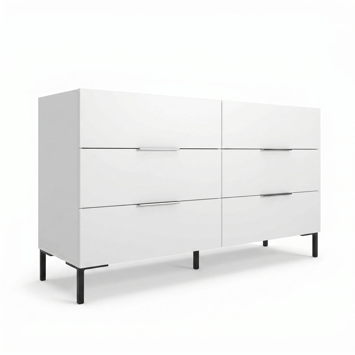 Comoda Adore Oryana, 3 sertare, Alb - Nuc, 140x81x44 cm - Alb