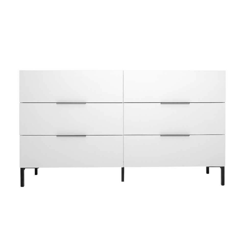 Comoda Adore Oryana, 3 sertare, Alb - Nuc, 140x81x44 cm - Alb
