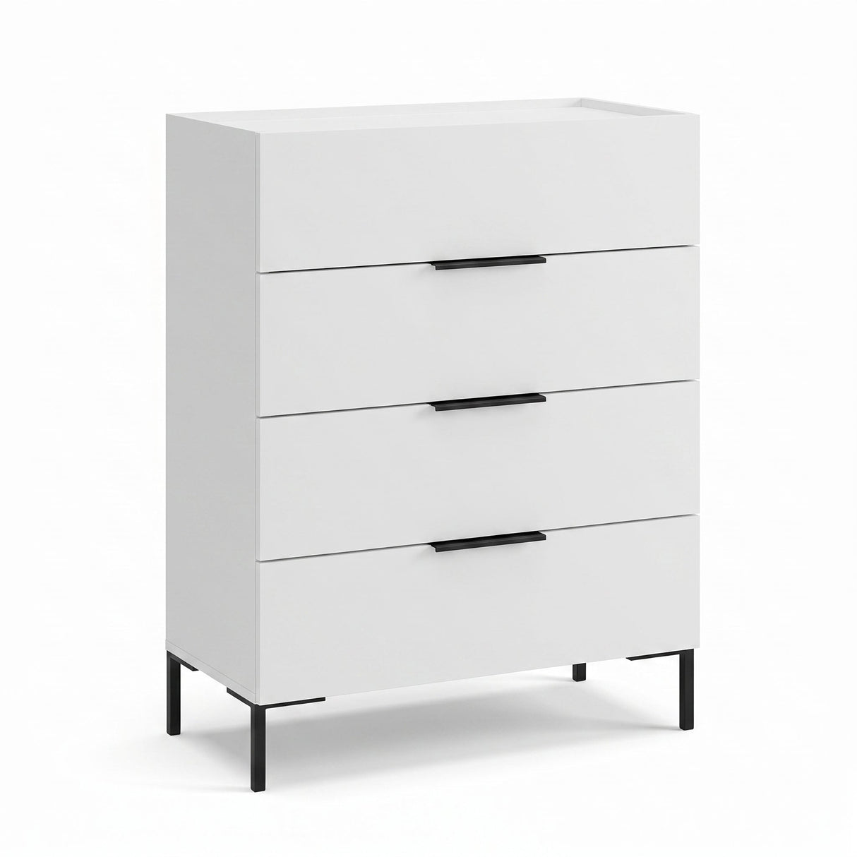 Comoda Adore Oryana, 4 sertare, Alb - Nuc - Stejar, 80x104x44 cm - Alb
