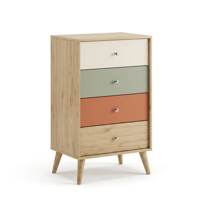 Comoda Adore Tiffany, 4 sertare, Multicolor, 60 x 99 x 44 cm