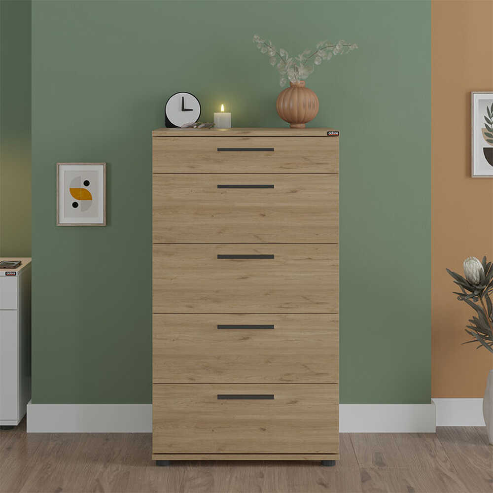 Comoda Adore Trendline cu 5 sertare, Stejar, 60x108x44 cm
