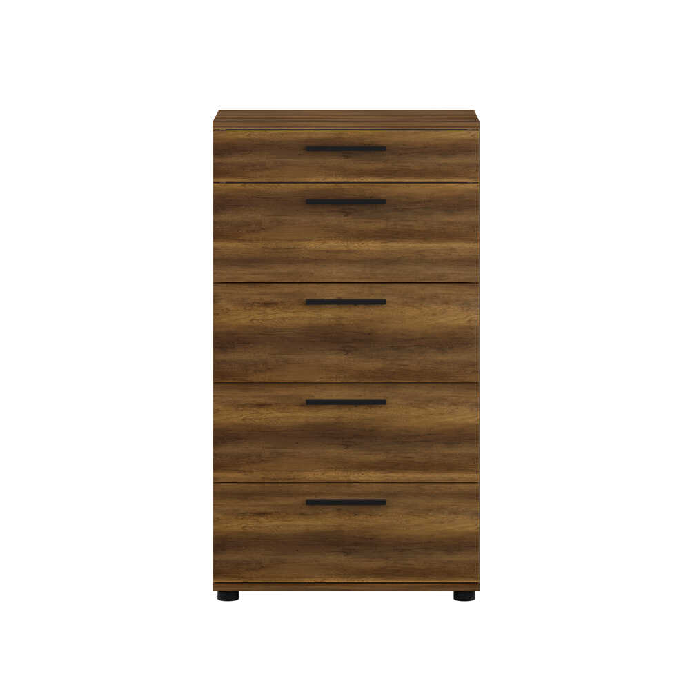 Comoda Adore Trendline cu 5 sertare, Alb - Maro - Stejar - Mov, 60x108x44 cm - Maro