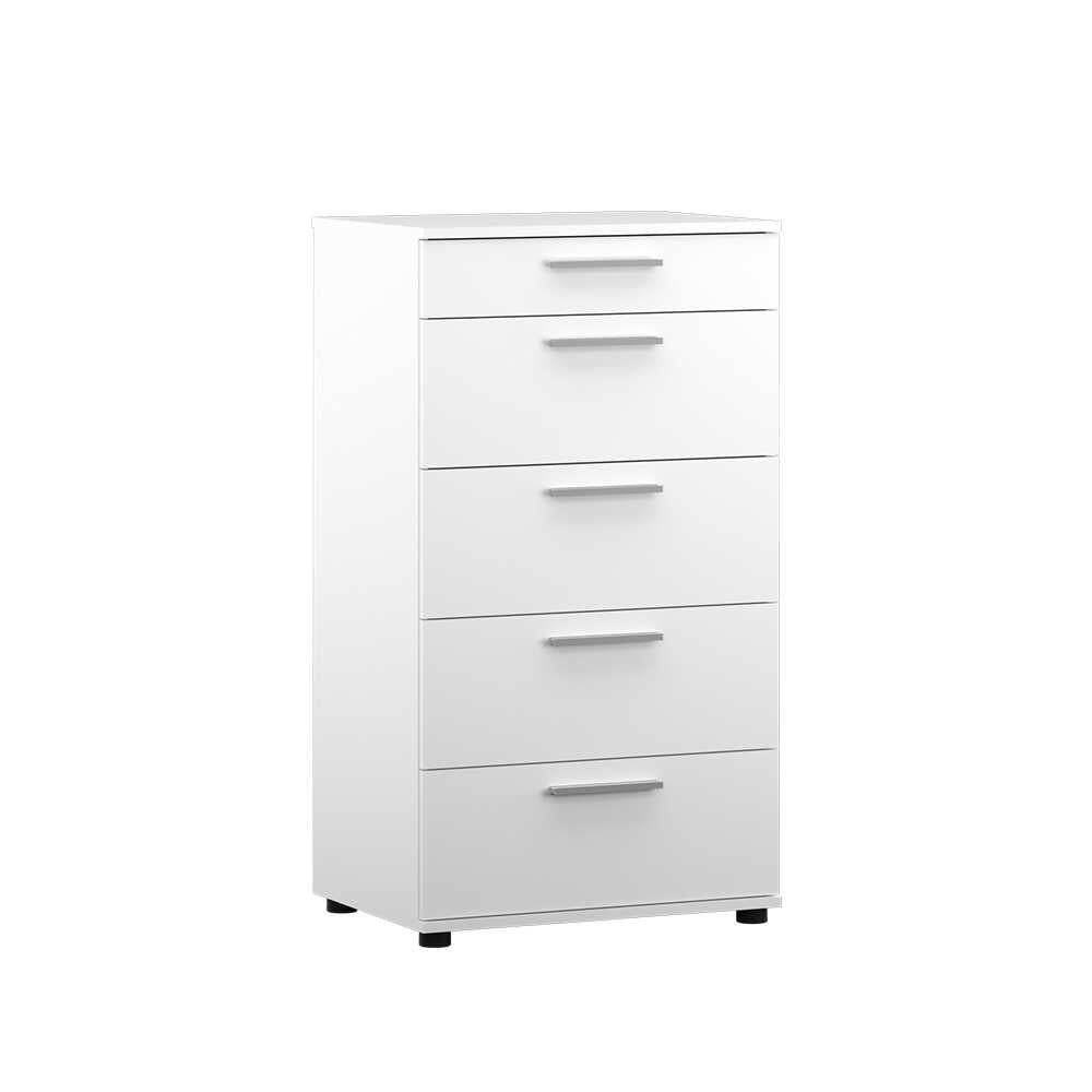 Comoda Adore Trendline cu 5 sertare, Alb - Maro - Stejar - Mov, 60x108x44 cm - Alb