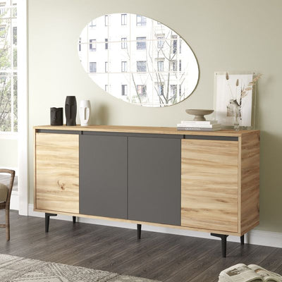Comoda Augusta, stejar-antracit, 160x40x78 cm, imagine suplimentara