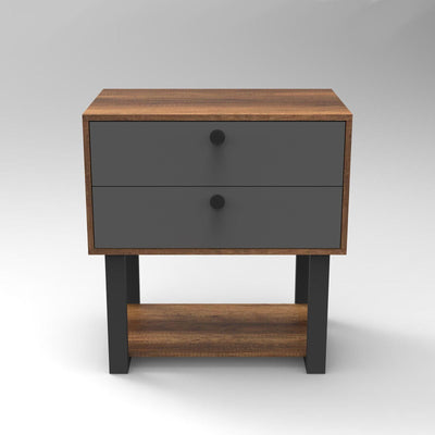 Comoda Birou - Rollbox cu 2 sertare si Raft, Gri - Nuc, 80 x 85 x 52 cm