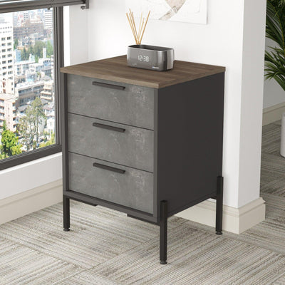 Corp Mobil Comoda Birou - Rollbox cu 3 sertare Scandinav, Maro, 54 x 70 x 45 cm