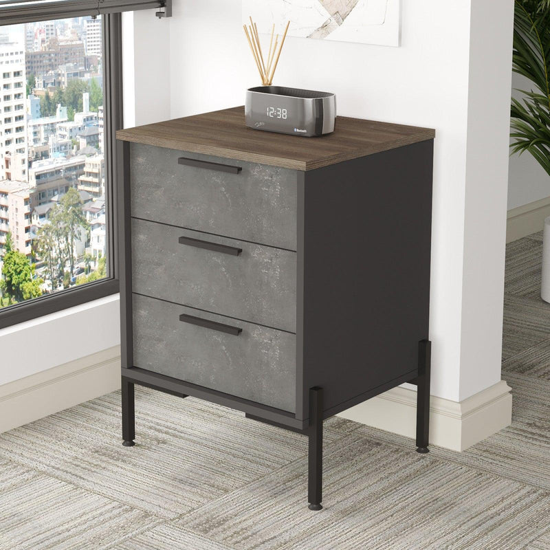 Corp Mobil Comoda Birou - Rollbox cu 3 sertare Scandinav, Maro, 54 x 70 x 45 cm
