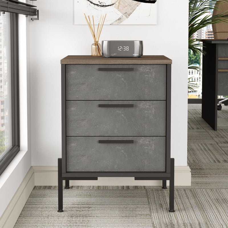 Comoda Birou - Rollbox cu 3 sertare Scandinav, Maro, 54 x 70 x 45 cm