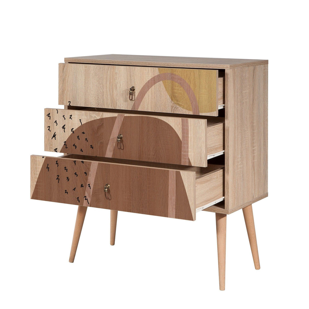 Comoda City Trio Dresser 4, Multicolor, 89x40x80 cm