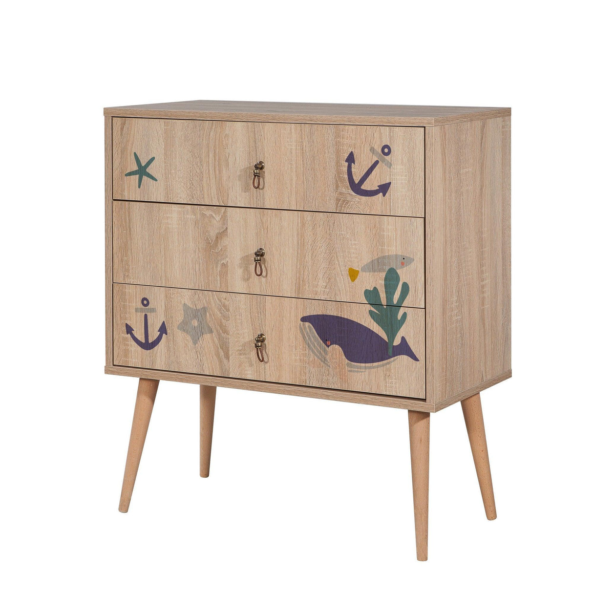 Comoda City Trio Dresser 5, Multicolor, 89x40x80 cm