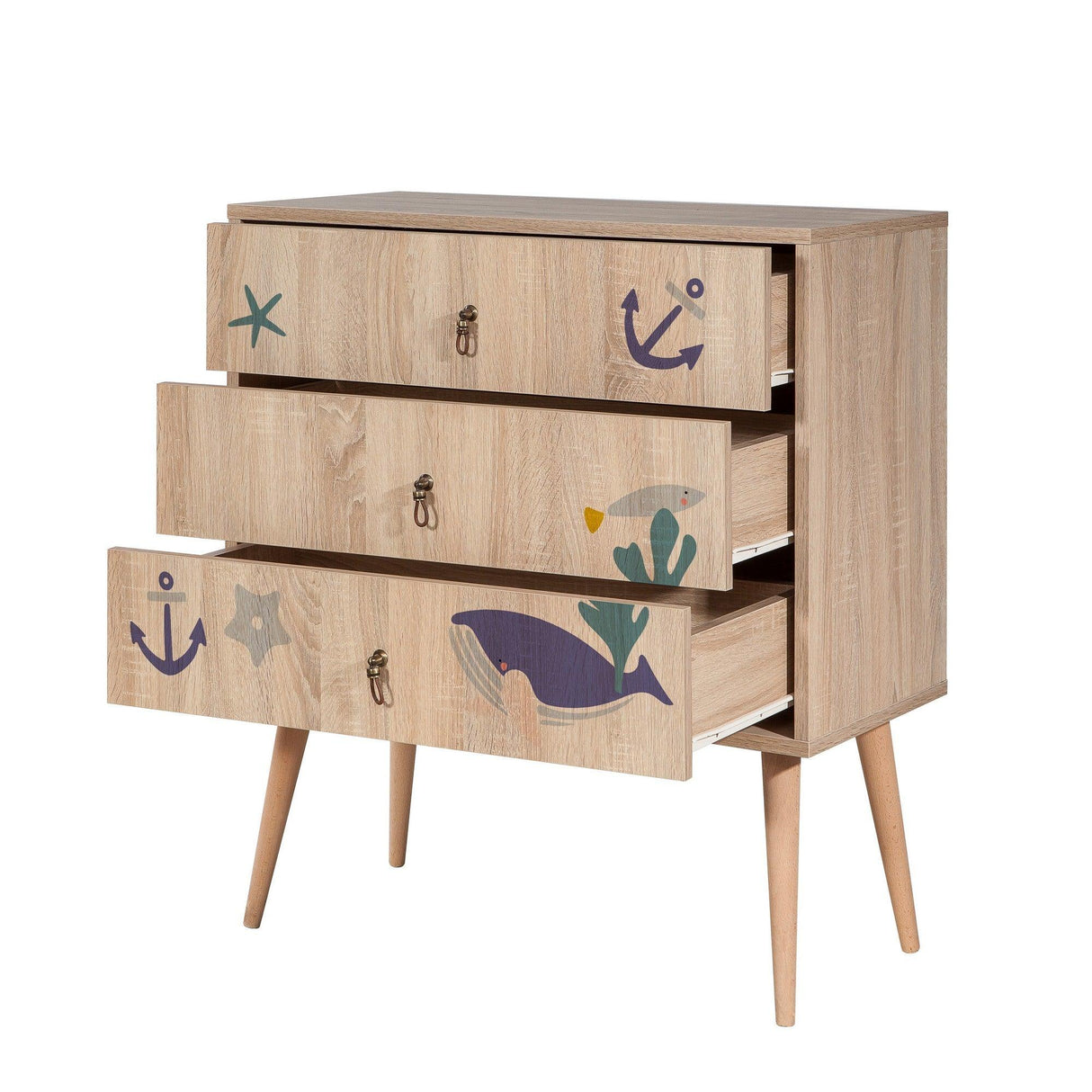 Comoda City Trio Dresser 5, Multicolor, 89x40x80 cm