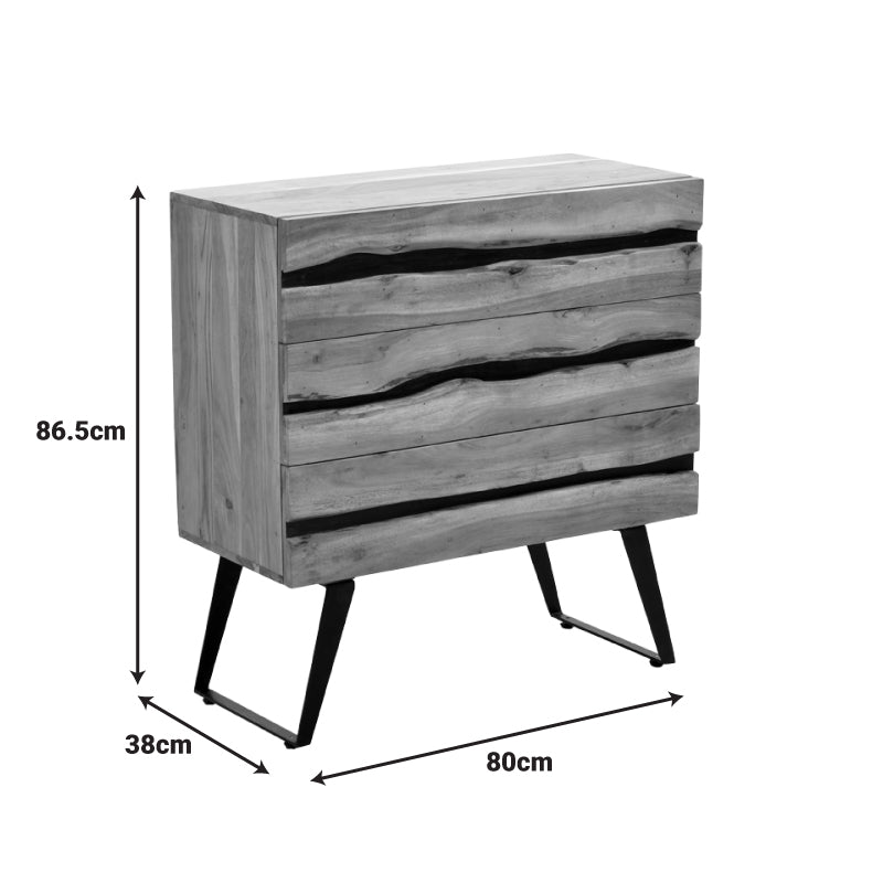 Comoda cu spatiu de depozitare Imena, lemn masiv de acacia, nuanta Naturala, 80x38x87 cm