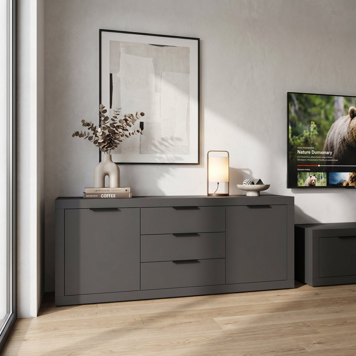 Bufet cu funcție de depozitare Doha, Wenge, 210x45x80 cm - Antracit