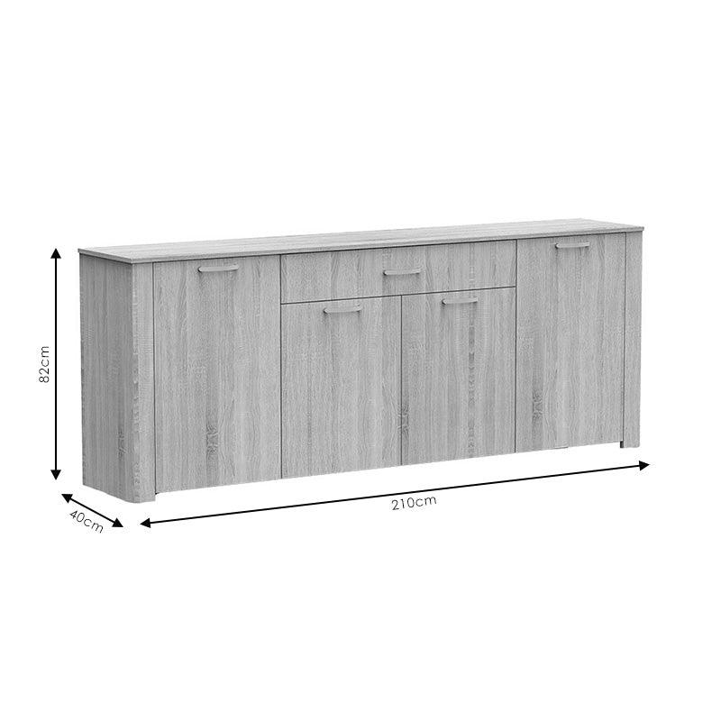 Comoda Kinley, sonoma - negru, 210x40x82 cm - Sonoma