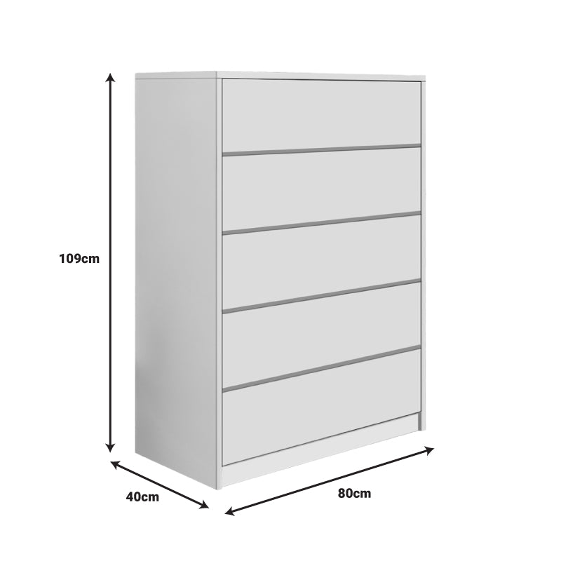 Comoda Kuanger, Alb, 80x40x109 cm, detaliu produs